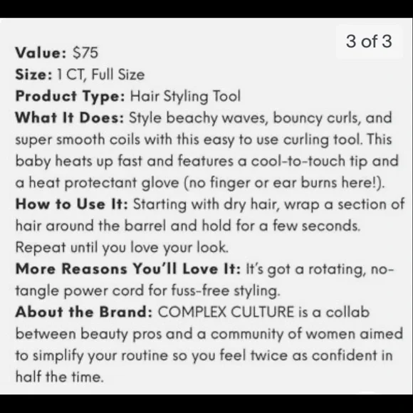 Titanium Curling Wand Complex Culture, BNIB, 32 mm, 1.25” - Picture 13 of 13